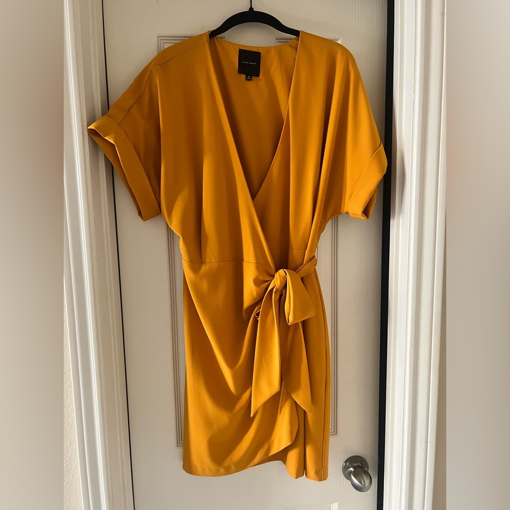 Mini Mustard Wrap Dress
